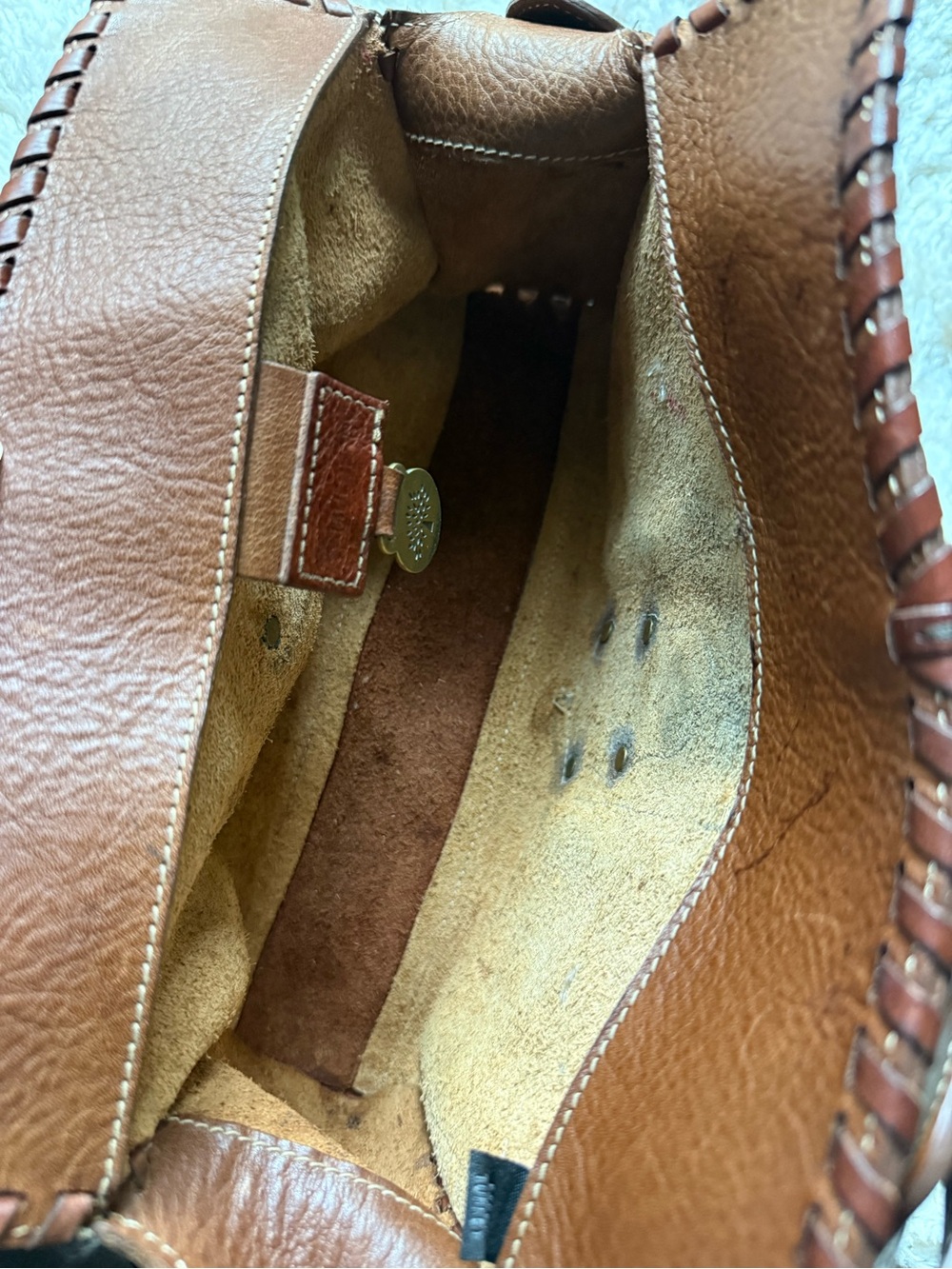 Mulberry Brown and Tan Leather Whipstitch Satchel - Picture 7 of 7